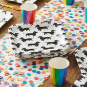 Cute Black Dachshund Pattern ペーパープレート