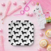 Cute Black Dachshund Pattern ペーパープレート (パーティー)