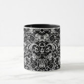Cute black dalmatian  flowers background design マグカップ (中央)