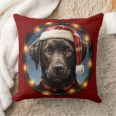 Cute Black Dog at Christmas クッション (ブランケット)
