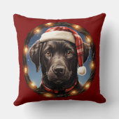 Cute Black Dog at Christmas クッション (裏面)