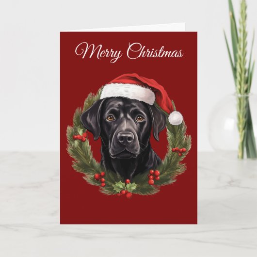 Cute Black Dog at Christmas シーズンカード (正面)