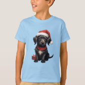 Cute Black Dog at Christmas Tシャツ (正面)