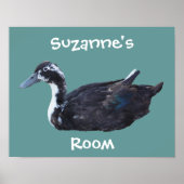 Cute Black Duck Kids Room Personalized    ポスター (正面)