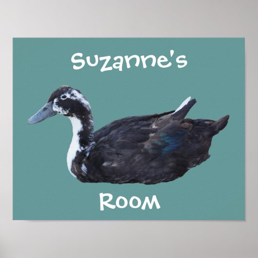 Cute Black Duck Kids Room Personalized ポスター (正面)