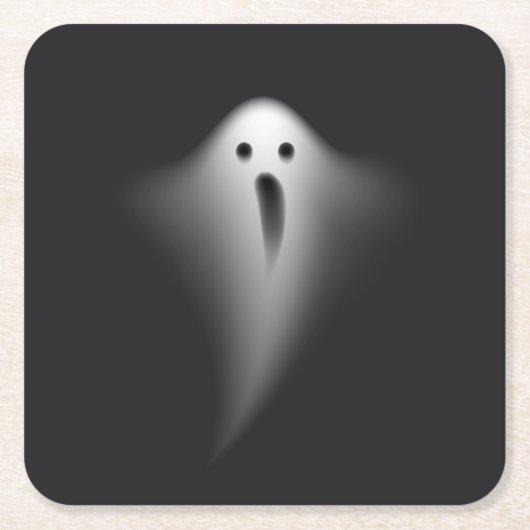 Cute Black Ghost スクエアペーパーコースター (正面)