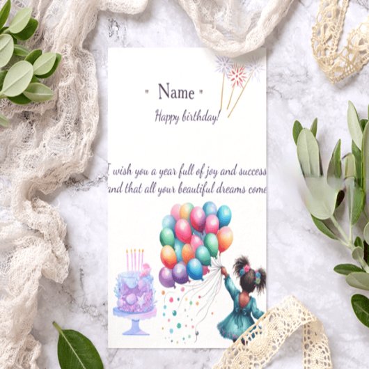 Cute Black Girl Personalized Birthday Card | Afro  サンキューカード