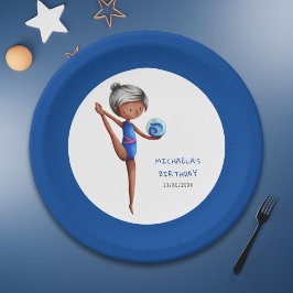 Cute Black Girl Rhythmic Gymnastics Birthday Party ペーパープレート