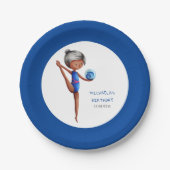 Cute Black Girl Rhythmic Gymnastics Birthday Party ペーパープレート (正面)