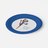 Cute Black Girl Rhythmic Gymnastics Birthday Party ペーパープレート (アングル)