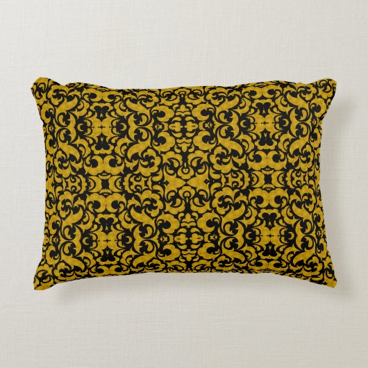 Cute black golden seamless floral patterns アクセントクッション (正面)