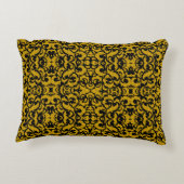 Cute black golden seamless floral patterns アクセントクッション (裏面)