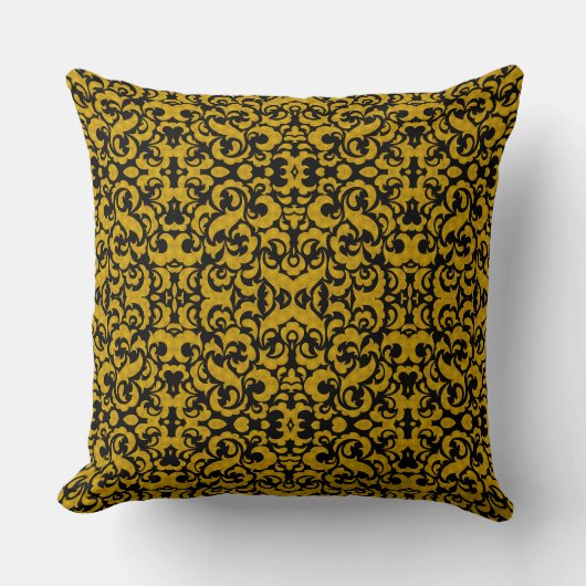 Cute black golden seamless floral patterns クッション (正面)