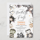 Cute Black Halloween Girls Boothday Party Birthday 招待状 (正面)