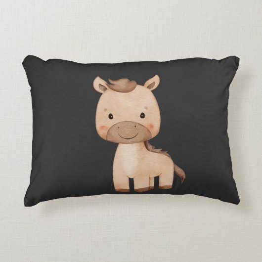 Cute Black Horse  アクセントクッション (正面)