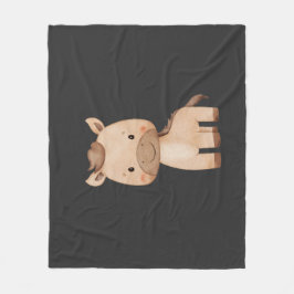 Cute Black Horse  フリースブランケット