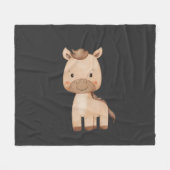 Cute Black Horse  フリースブランケット (正面(横))