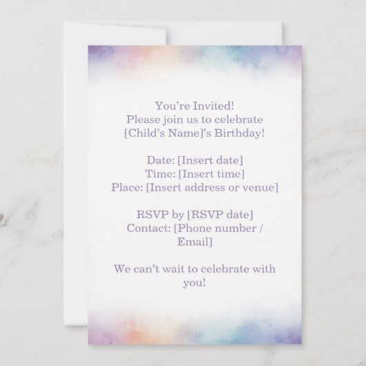 Cute Black Kitten Birthday Invitation  Boho  招待状 (裏面)