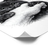 Cute Black Kitten Biting Hand with Love Hear ポスター (角)