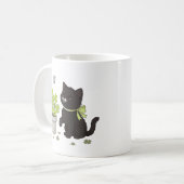 Cute Black Kitten Cozy Nature Cat Illustration Mug コーヒーマグカップ (正面左)