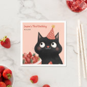 Cute Black Kitten Kids’ Purr-fect Birthday Party スタンダードカクテルナプキン (インサイチュ)