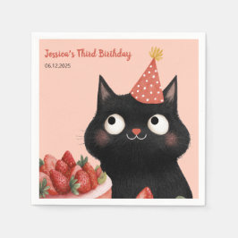 Cute Black Kitten Kids’ Purr-fect Birthday Party  スタンダードカクテルナプキン