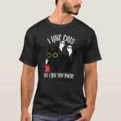 Cute Black Kitty Witchy Tee With Ghosts Black Magi Tシャツ (正面)