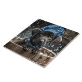 Cute Black Lab Puppy Dog Spa Bubble Bath タイル (側面)