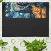 Cute Black Labrador Dog Halloween Jack O Lantern P キッチンタオル (折り畳み)