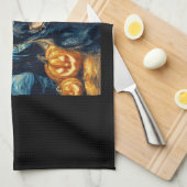 Cute Black Labrador Dog Halloween Jack O Lantern P キッチンタオル (四つ折り)