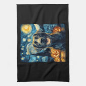 Cute Black Labrador Dog Halloween Jack O Lantern P キッチンタオル (縦)