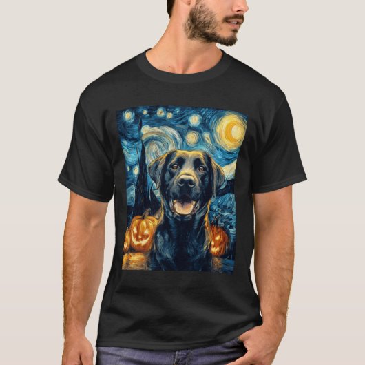 Cute Black Labrador Dog Halloween Jack O Lantern P Tシャツ (正面)
