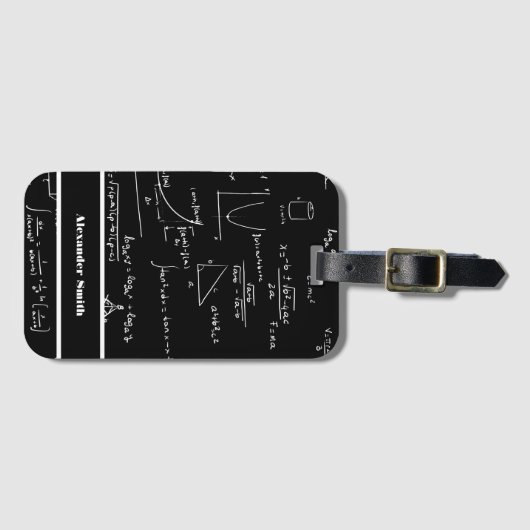 Cute Black Math Equations Pattern Travel ラゲッジタグ (正面横)
