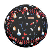 Cute Black Medicine Pattern Nurse 野球ボール (正面左)