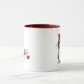  Cute Black Penguin with Red Hearts Love Mug マグカップ (中央)