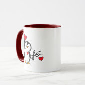  Cute Black Penguin with Red Hearts Love Mug マグカップ (正面左)