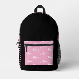 Cute Black & Pink "Meow" Bag – Girls Daily Bag プリントバックパック