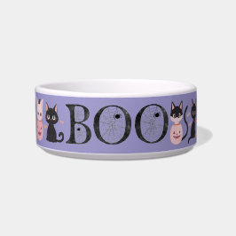 Cute Black Pink Purple Halloween Boo Cat Feeding ボウル
