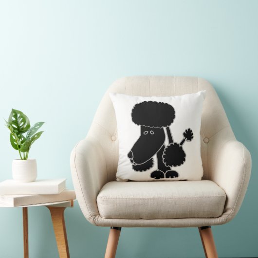 Cute Black Poodle Face Puppy Dog Design クッション (椅子)