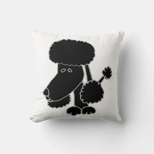 Cute Black Poodle Face Puppy Dog Design クッション (正面)