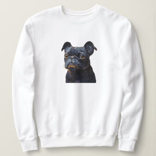 Cute Black Pug Dog Art Sweatshirt – Cozy Pet Lover スウェットシャツ (デザイン正面)