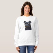 Cute Black Pug Dog Art Sweatshirt – Cozy Pet Lover スウェットシャツ (正面フル)