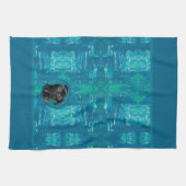 Cute Black Pug Face Charm | Unique Custom Dog Love キッチンタオル (横)