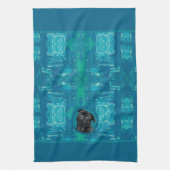 Cute Black Pug Face Charm | Unique Custom Dog Love キッチンタオル (縦)