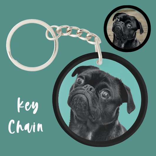 Cute Black Pug Face Charm | Unique Custom Dog Love キーホルダー