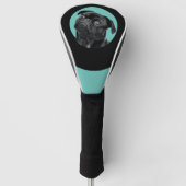 Cute Black Pug Face Charm | Unique Custom Dog Love ゴルフヘッドカバー (正面)