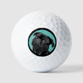 Cute Black Pug Face Charm | Unique Custom Dog Love ゴルフボール (正面)