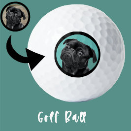 Cute Black Pug Face Charm | Unique Custom Dog Love ゴルフボール