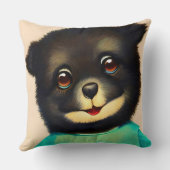 Cute black puppy illustration クッション (裏面)