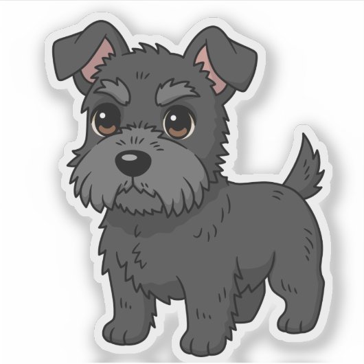 Cute Black Scottish Terrier Dog シール (正面)